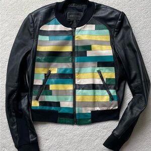 BCBGMaxAzria Santino Women's Colorblock Leather Jacket